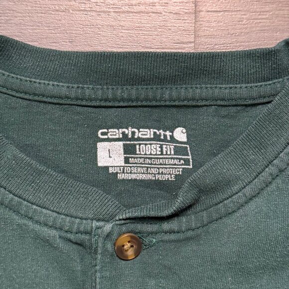 Carhartt Men's Heavyweight Long-Sleeve Pocket Henley Shirt - Green - Picture 4 of 6
